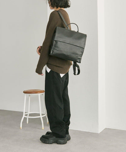 《本革/A4尺寸適用》皮革翻蓋雙肩包