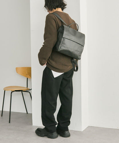 《本革/A4尺寸適用》皮革翻蓋雙肩包