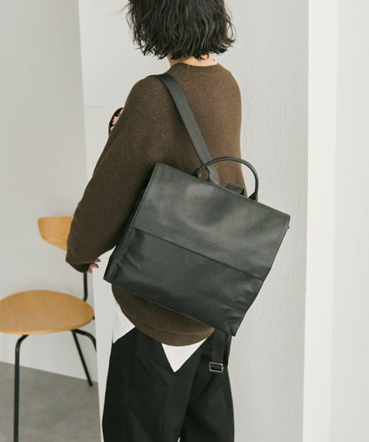 《本革/A4尺寸適用》皮革翻蓋雙肩包