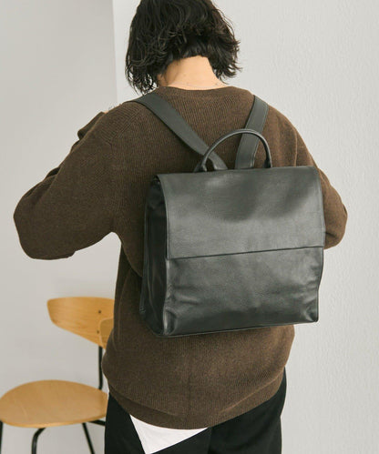 《本革/A4尺寸適用》皮革翻蓋雙肩包