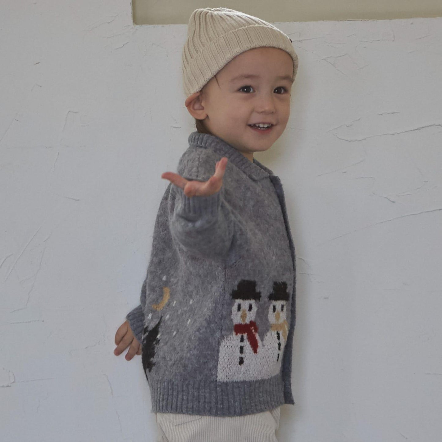 【可機洗】圖案開衫針織外套