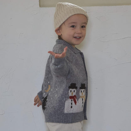 【可機洗】圖案開衫針織外套