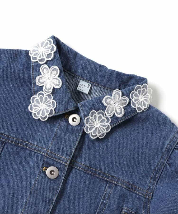 蕾絲拼接短款牛仔夾克