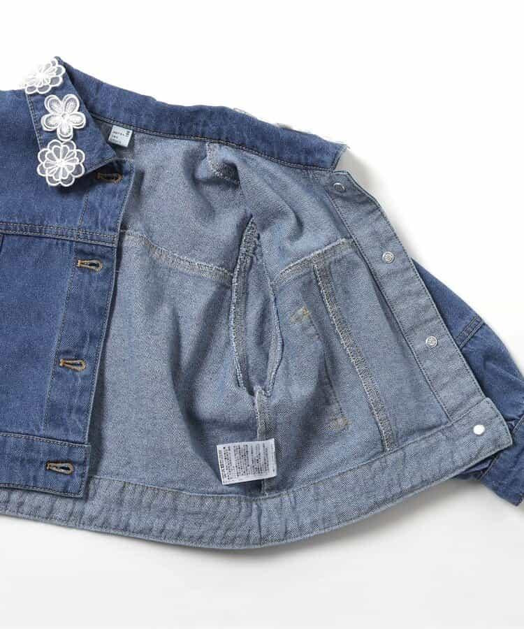 蕾絲拼接短款牛仔夾克