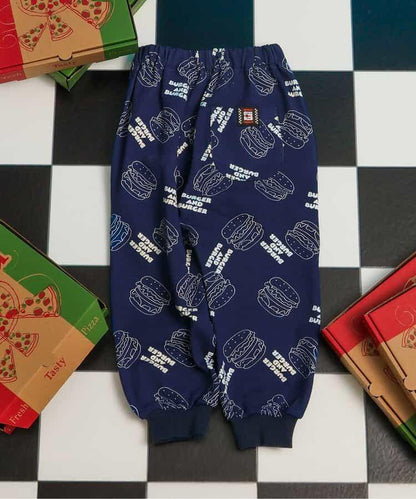 美式餐廳風格印花針織長褲 10分丈