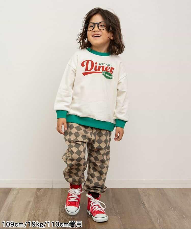 美式餐廳風格印花針織長褲 10分丈