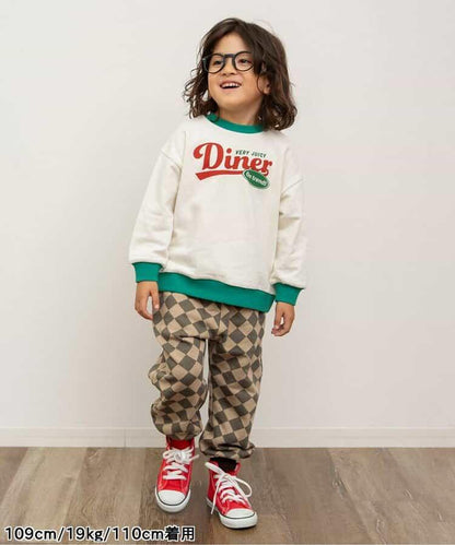 美式餐廳風格印花針織長褲 10分丈