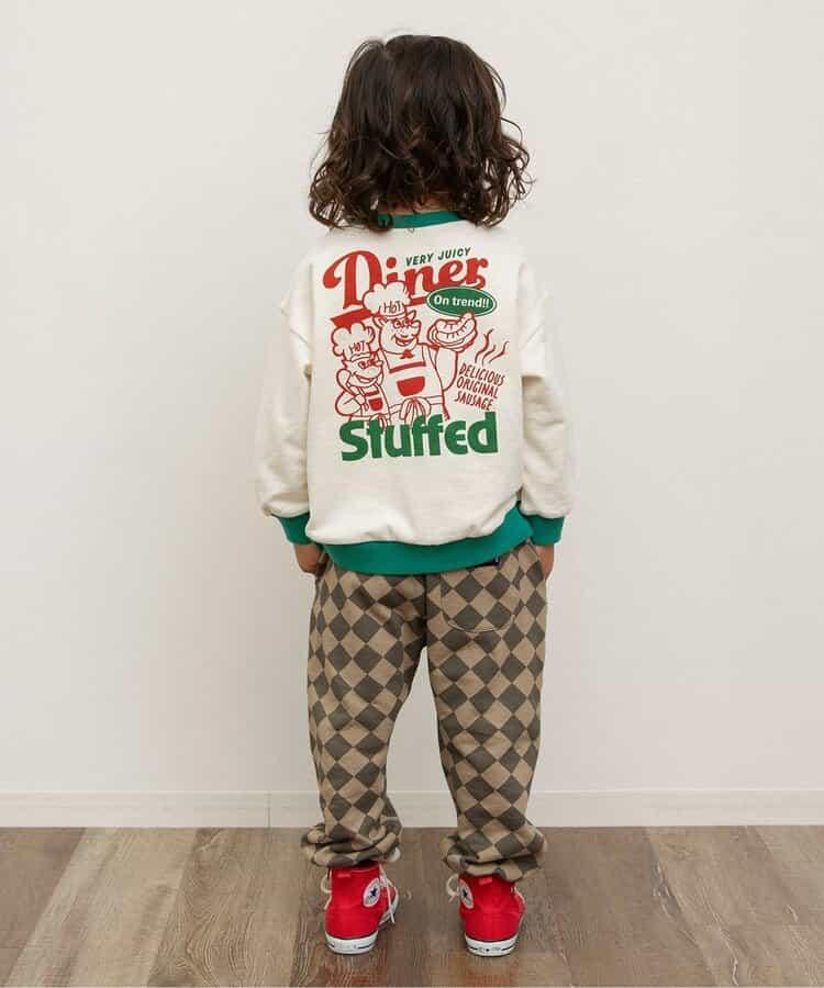 美式餐廳風格印花針織長褲 10分丈