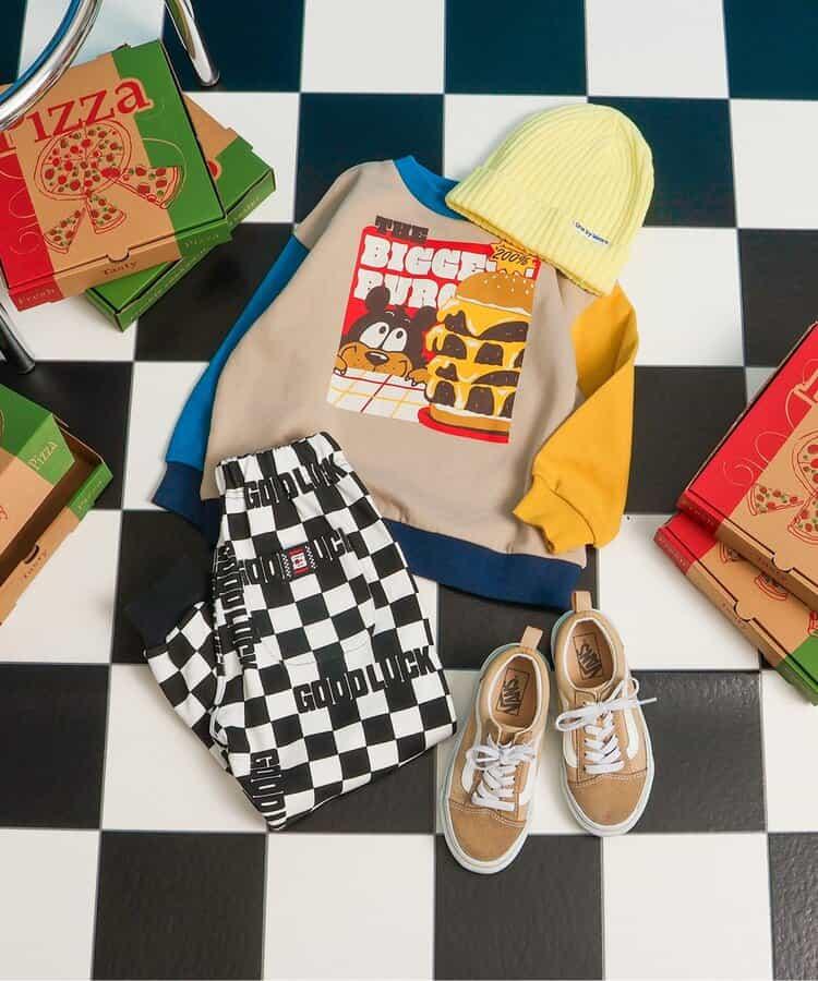 美式餐廳風格印花針織長褲 10分丈