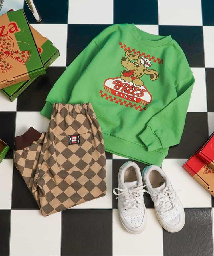 美式餐廳風格印花針織長褲 10分丈