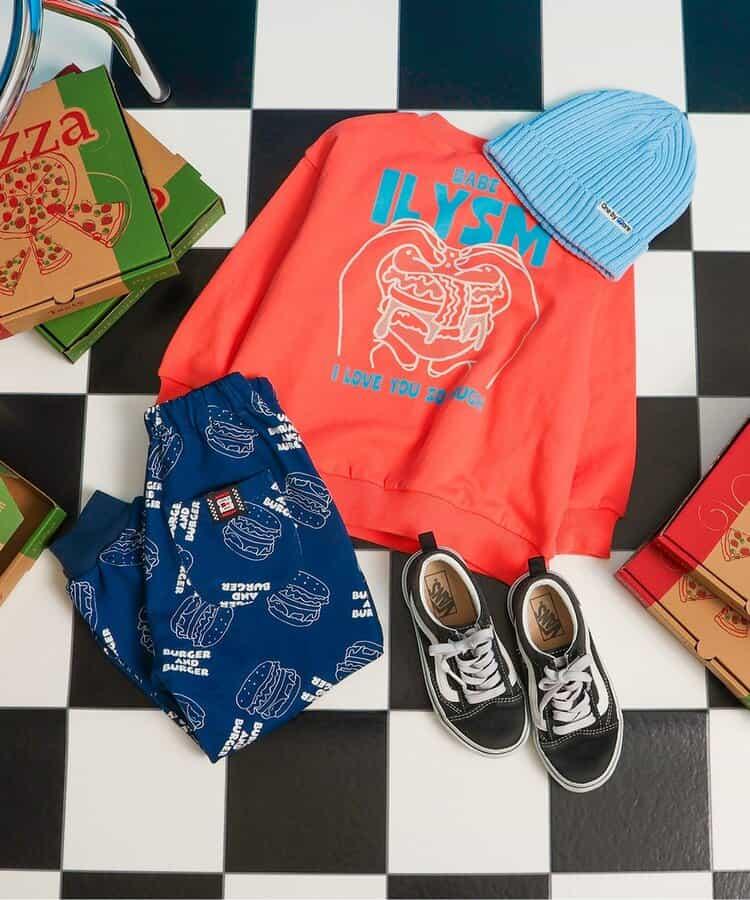 美式餐廳風格印花針織長褲 10分丈