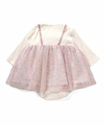 花卉圖案蓬鬆網紗連體衣