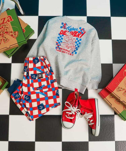 美式餐廳風格印花針織長褲 10分丈