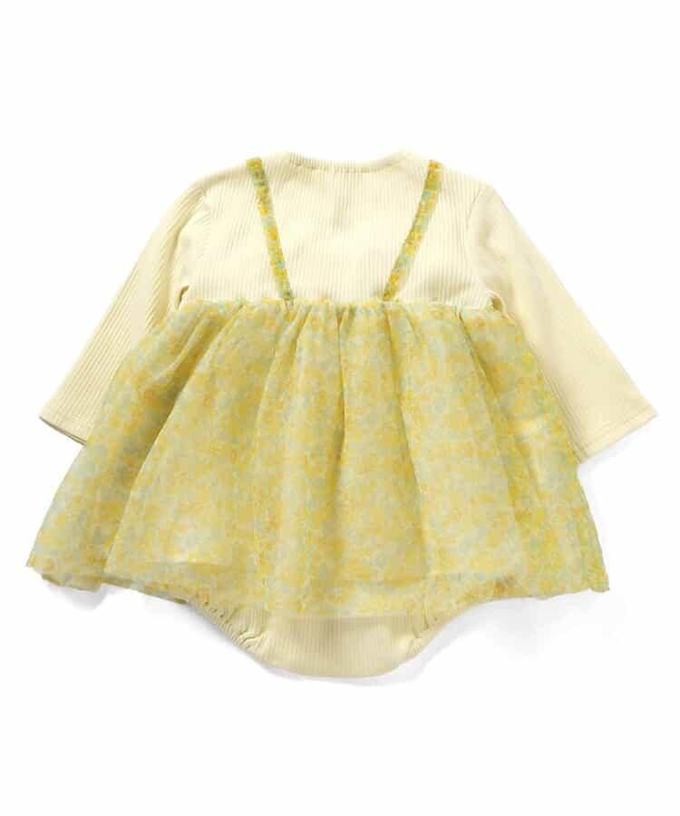 花卉圖案蓬鬆網紗連體衣