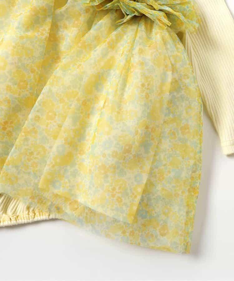 花卉圖案蓬鬆網紗連體衣