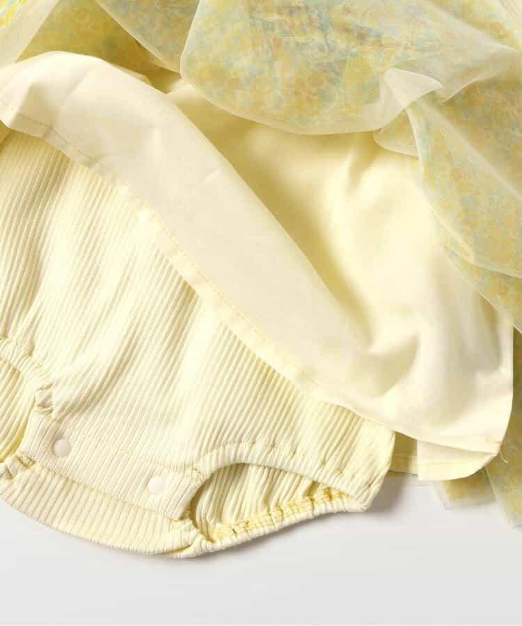 花卉圖案蓬鬆網紗連體衣