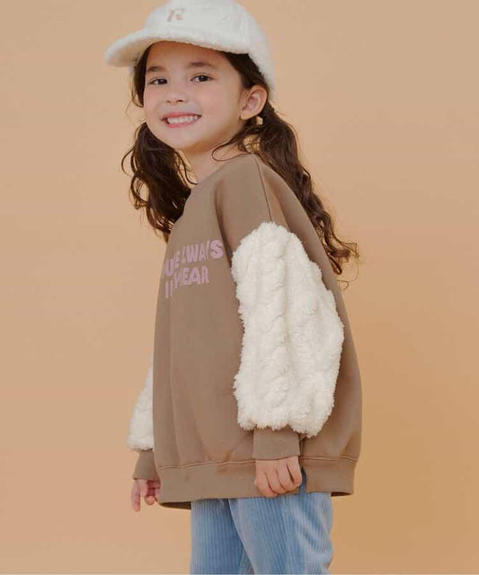 袖部提花人造毛絨拼接衛衣