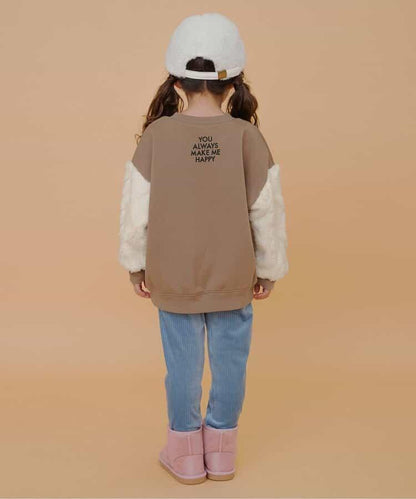 袖部提花人造毛絨拼接衛衣