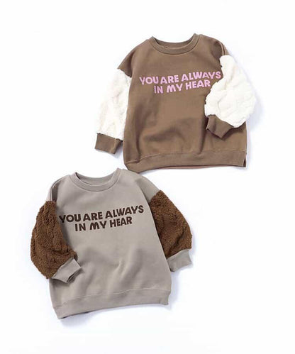 袖部提花人造毛絨拼接衛衣