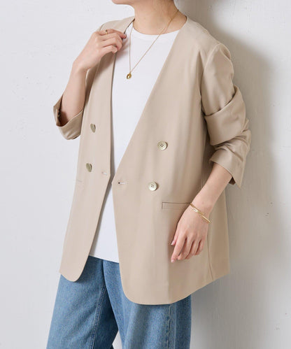 【新色上市/復刻】針織無領雙排扣夾克/禮服