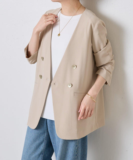 【新色上市/復刻】針織無領雙排扣夾克/禮服