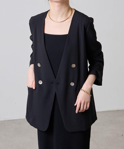 【新色上市/復刻】針織無領雙排扣夾克/禮服