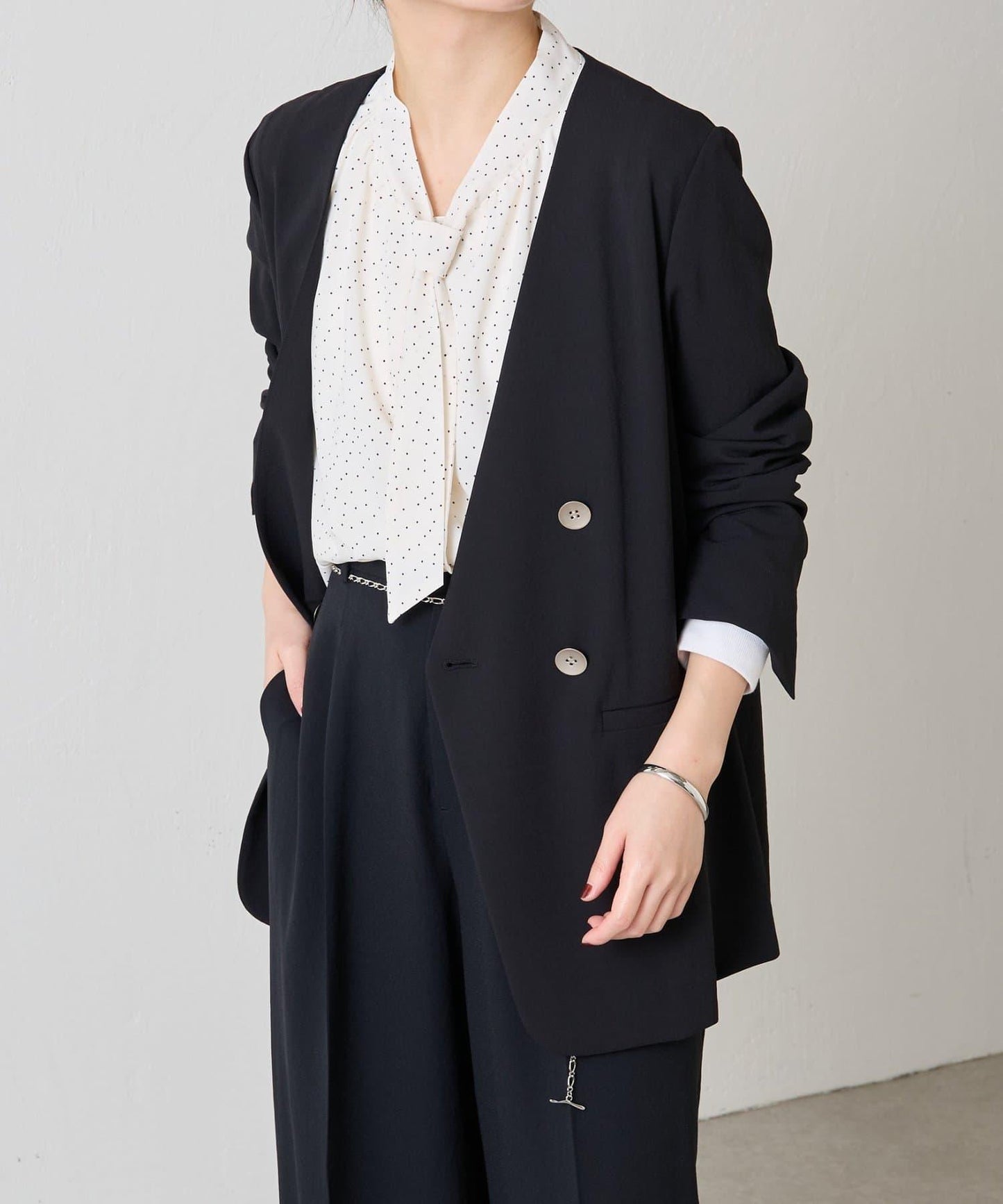 【新色上市/復刻】針織無領雙排扣夾克/禮服