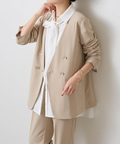 【新色上市/復刻】針織無領雙排扣夾克/禮服