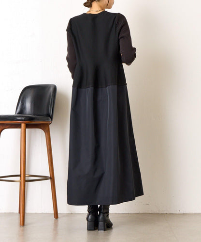 荷葉邊拼接連衣裙