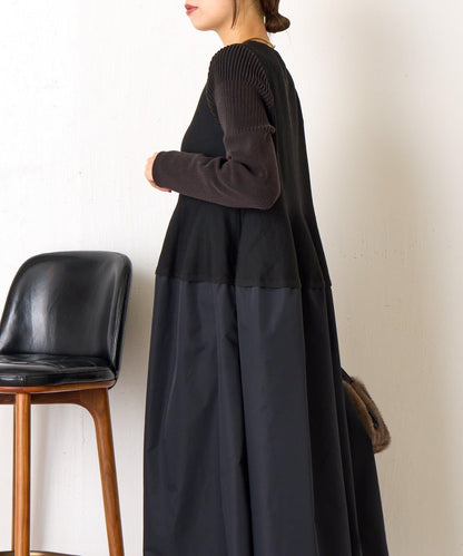 荷葉邊拼接連衣裙