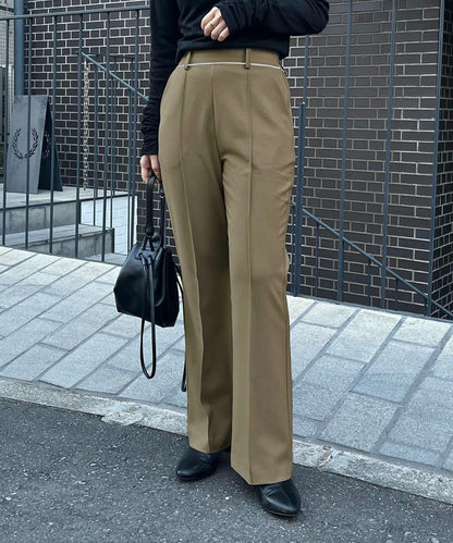 【有小個子尺碼】褶飾喇叭褲