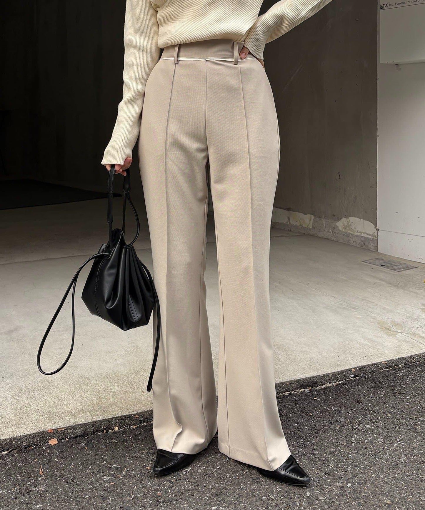 【有小個子尺碼】褶飾喇叭褲