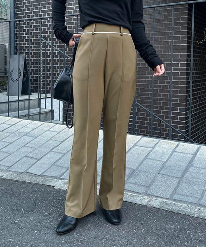 【有小個子尺碼】褶飾喇叭褲