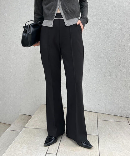 【有小個子尺碼】褶飾喇叭褲