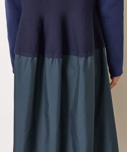 荷葉邊拼接連衣裙