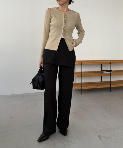 肩部開口紐扣開衫