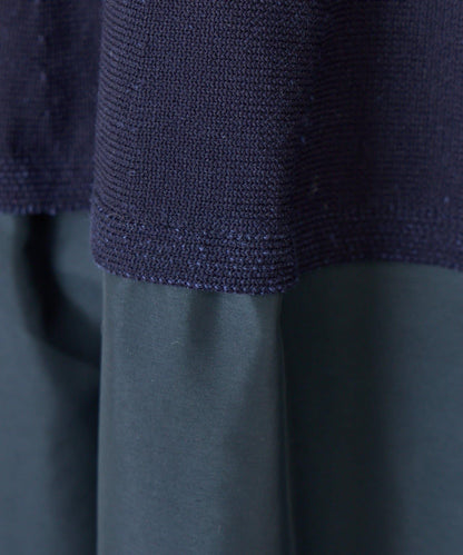 荷葉邊拼接連衣裙