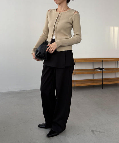 肩部開口紐扣開衫