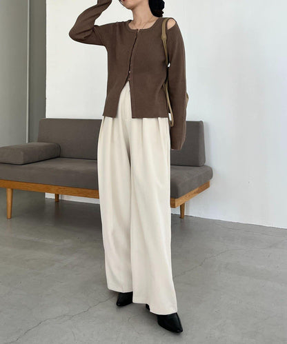 肩部開口紐扣開衫