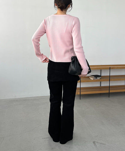 肩部開口紐扣開衫