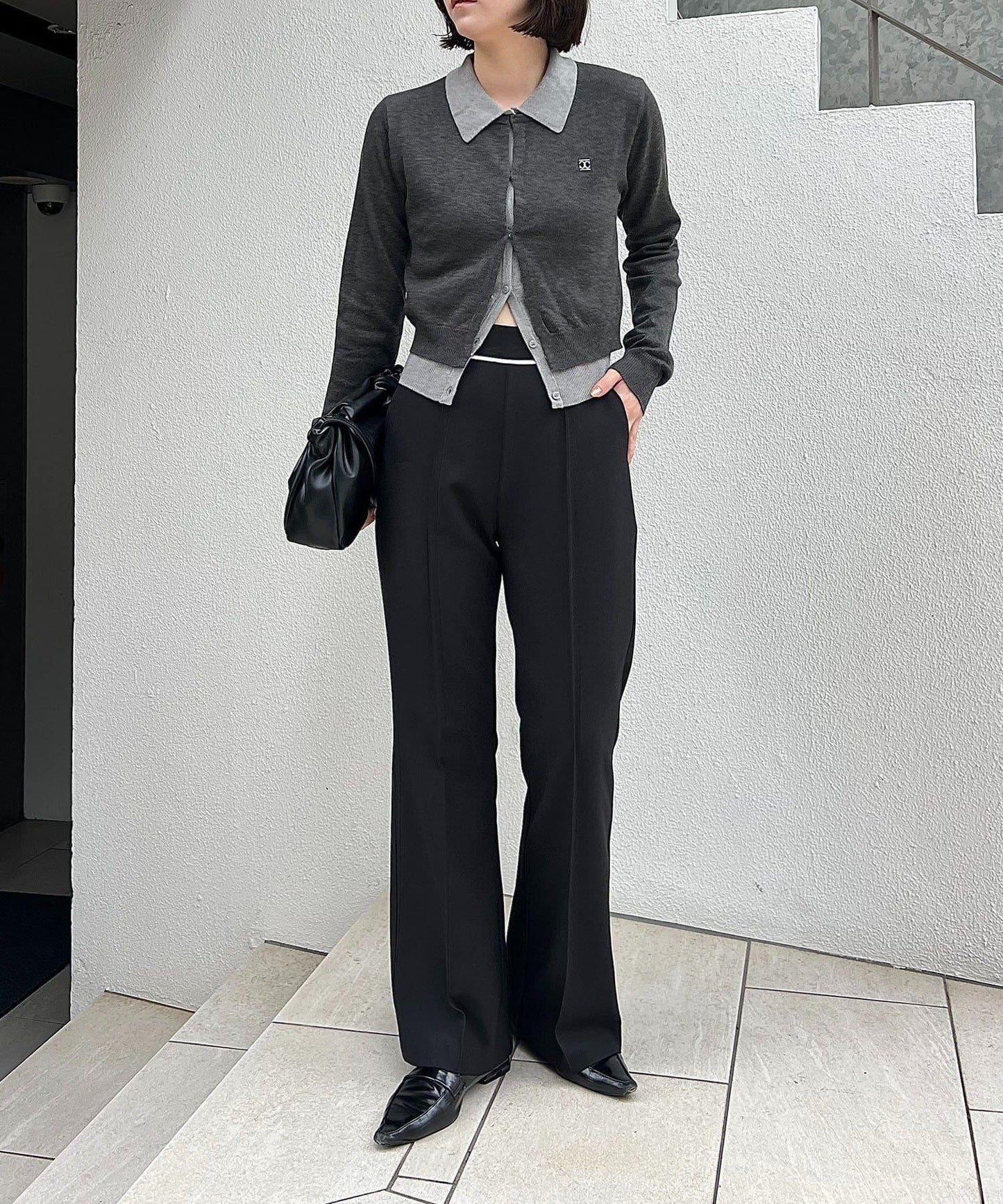 【有小個子尺碼】褶飾喇叭褲