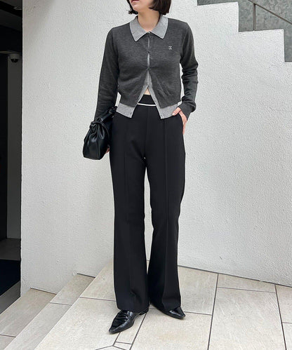 【有小個子尺碼】褶飾喇叭褲