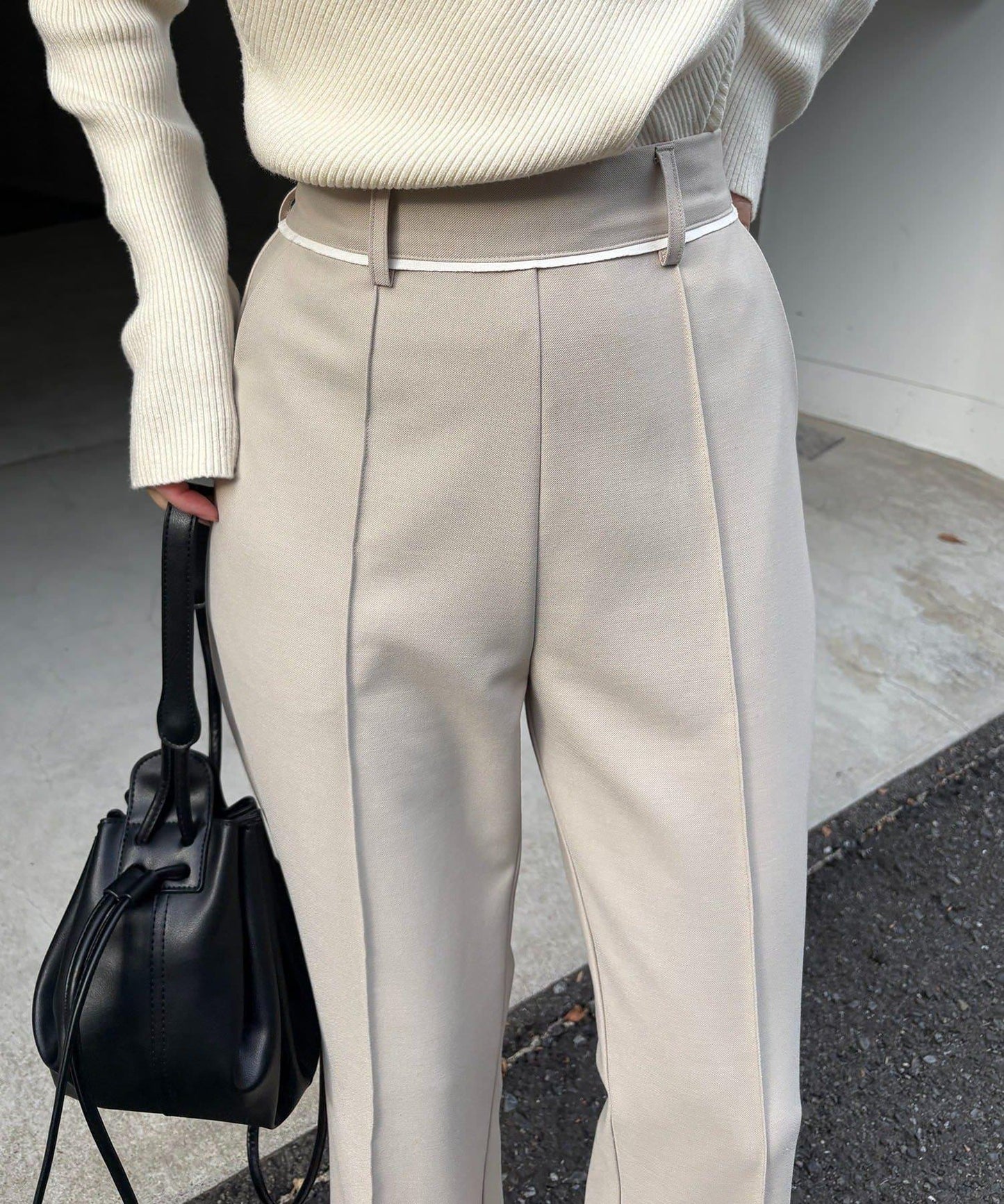 【有小個子尺碼】褶飾喇叭褲