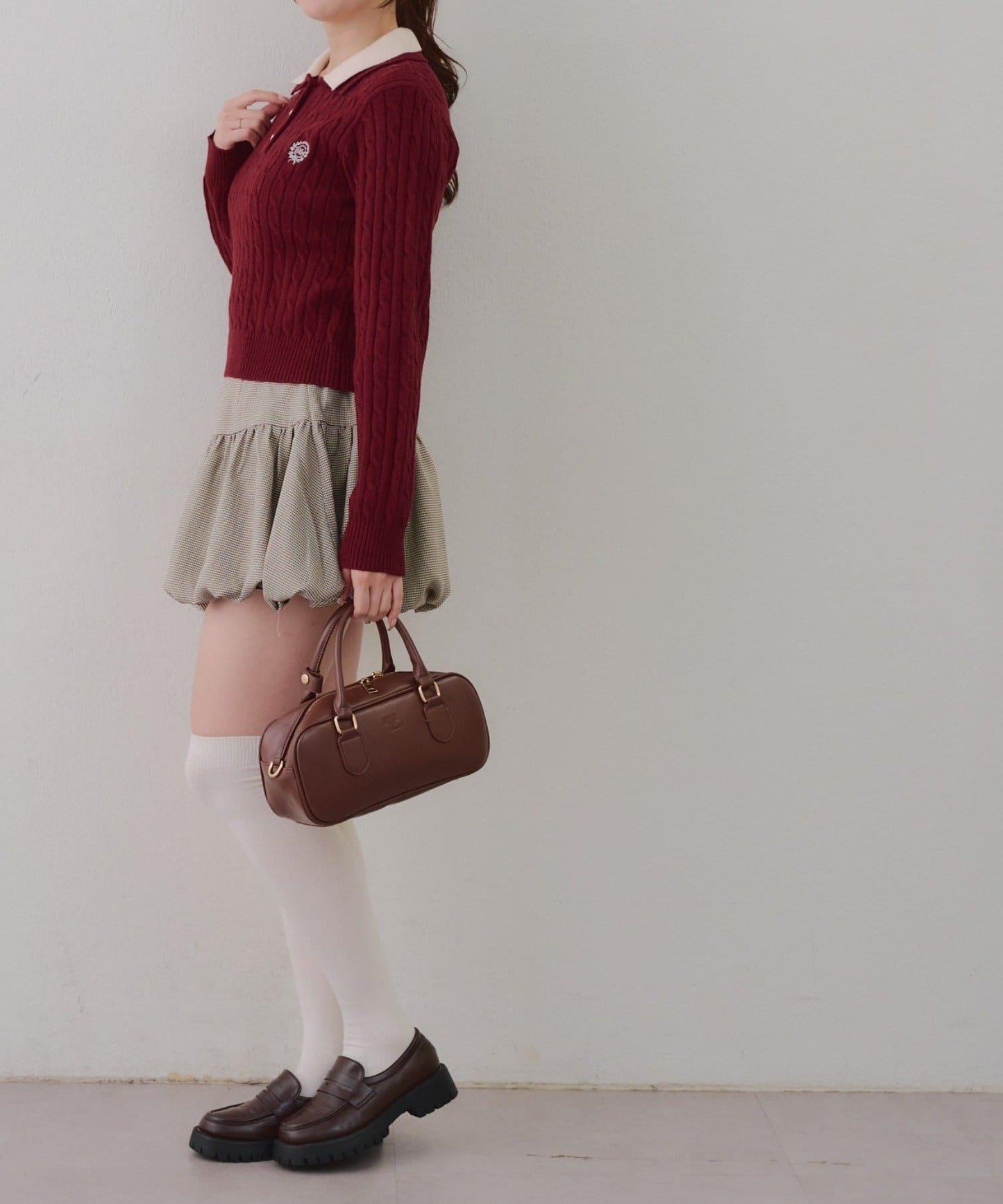 2件裝領口電纜針織POLO衫