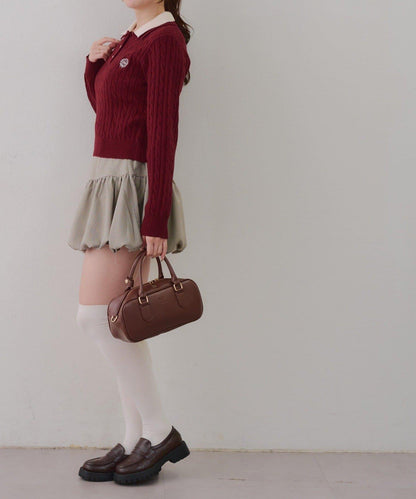 2件裝領口電纜針織POLO衫