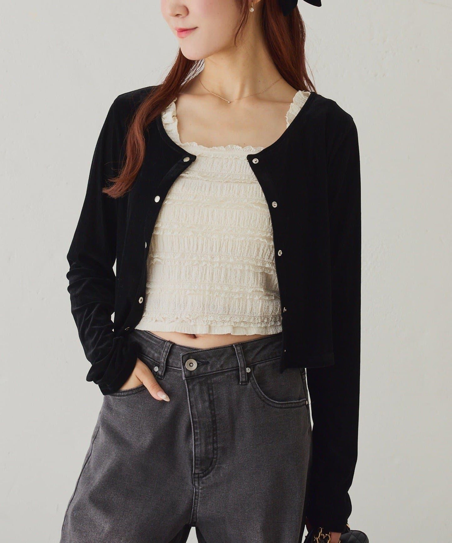 蕾絲內搭套裝開衫