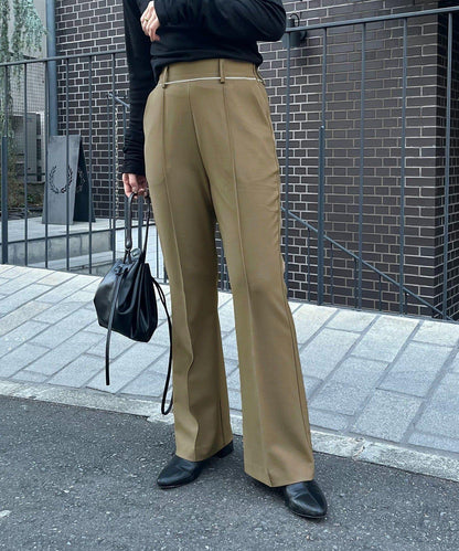 【有小個子尺碼】褶飾喇叭褲