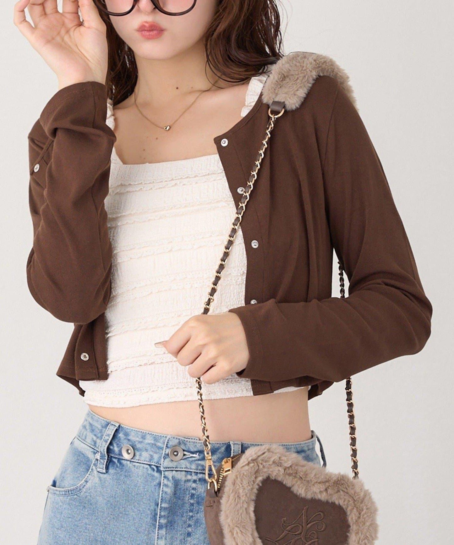 蕾絲內搭套裝開衫