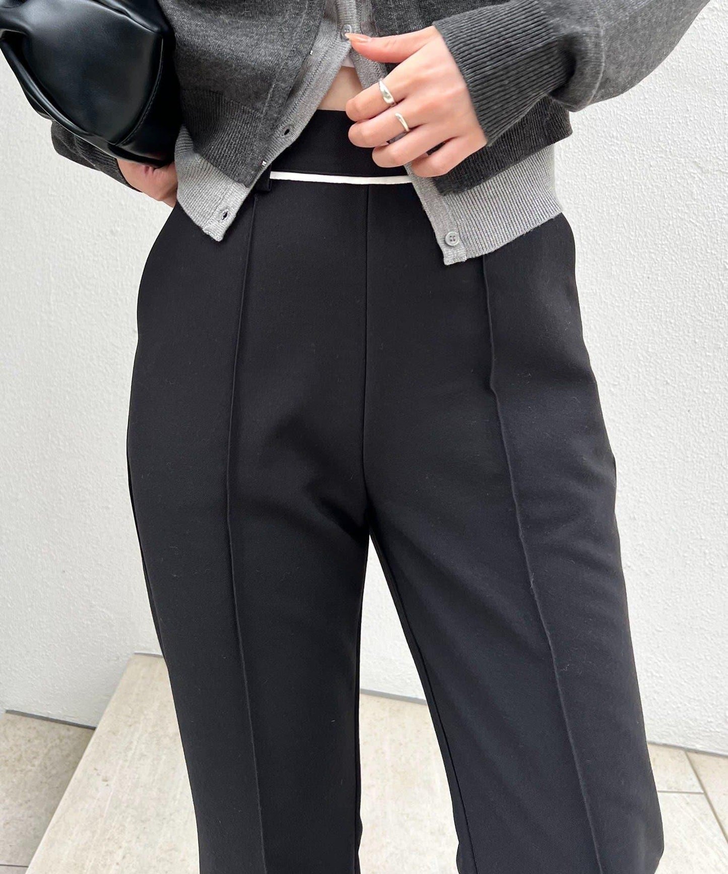 【有小個子尺碼】褶飾喇叭褲