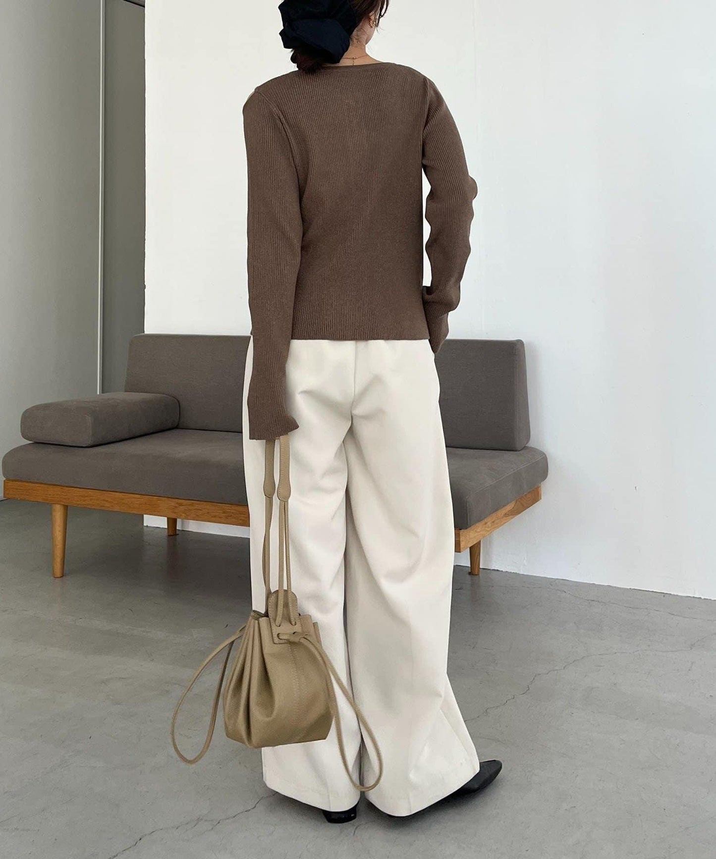 肩部開口紐扣開衫